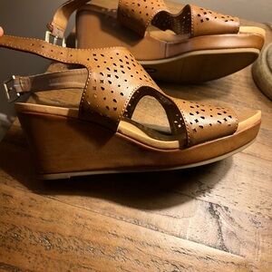Dr. Scholl's Brown Wedge Sandals with Perforated Design
